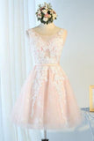 2024 New Arrival Homecoming Robes Une ligne Scoop Tulle avec des appliques