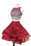 2024 Scoop Homecoming Dresses Deux pièces corsage perlé court Tulle