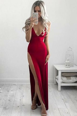 2024 New Arrival Gaine Spaghetti Straps Robes de soirée Stretch Satin With Slit