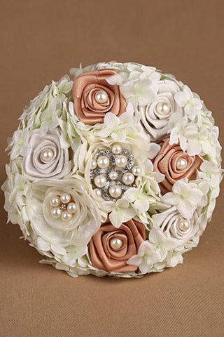 Wedding Bride Tenir Fleur Perle Tissu Bouquet de fleurs (26 * 19cm)