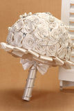 Fleurs blanches strass cristal Roses Bouquet de mariée mariage (30 * 26cm)