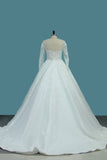 2024 une ligne de manches longues robes de mariage manches Tulle avec train chapelle Applique