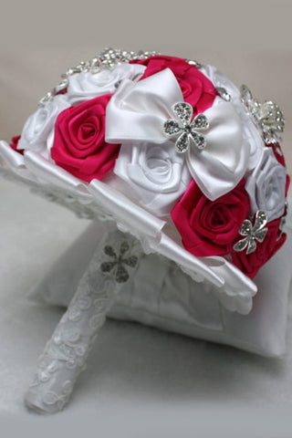 Round Roses Crystal Pearl Roses bouquet de mariage (26 * 22cm)