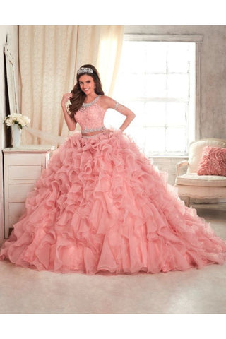 Organza Quinceanera Robes Scoop Avec Perles Deux Pièces