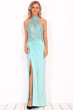 2024 Robes de bal Halter en mousseline de soie avec appliques Et Slit gaine