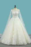 2024 Tulle A Line Scoop Robes De Mariée Avec Perles Chapel Train Lace Up