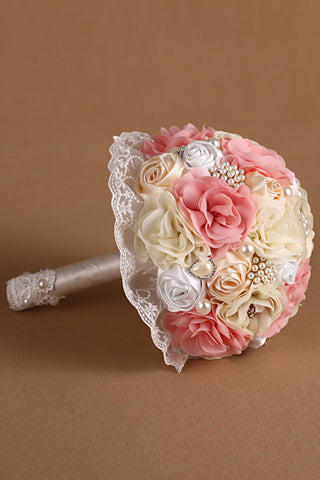 Perle de cristal Roses Flower Girl mariée Corsage Bouquet (27 * 22cm)