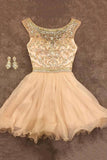 2024 Homecoming Robes Scoop Beaded Bodice Chiffon Short / Mini A Line