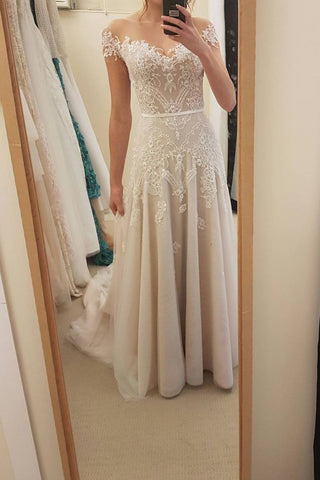 Robes de mariée élégantes en tulle à Tulle 2024 Une ligne avec des appliques