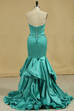 2024 Nouvelle Collection Robes de bal sweetheart Mermaid perlée ceinture en satin