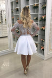 2024 Homecoming Robes Scoop manches longues Une ligne de satin avec des appliques et des perles