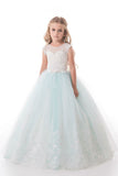 2024 Tulle Scoop Avec Applique Et Sash Ball Gown Flower Girl Dresses