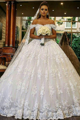 2024 Off The Shoulder Tulle une ligne avec des robes de mariée appliques