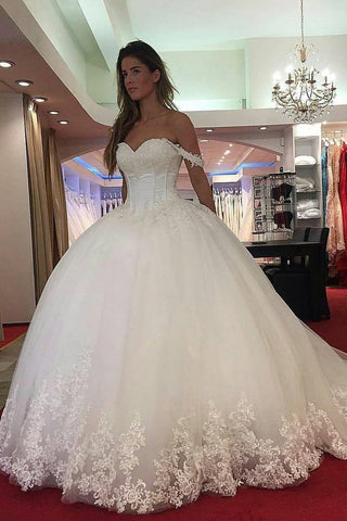 2024 Elegant Off The Shoulder Tulle Robes de mariée avec des appliques