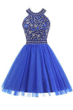 2024 Homecoming Robes A Line Scoop Tulle With Beading Short / Mini