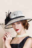 Elégant Yarn Cambric / Net Ladies Avec Bowler / Chapeau cloche