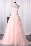 2024 Robes de quinceanera Robe de bal Chérie avec appliques Tulle Sweep / Brush Train