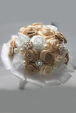 Satin Crystal Pearl Roses rondes Bouquets de mariage (26 * 20cm)