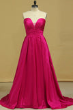 2024 Plus Size A Ligne Robes de bal sweetheart Fuchsia balayage / pinceau taffetas Zipper Retour