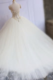 2024 sweetheart robes de mariée avec des perles robe de bal Tulle blanc Corset Retour trains tribunal