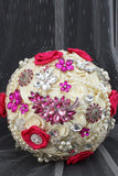 Forme Rond Roses Ruban avec strass Broche bouquet de mariage (27 * 20cm)