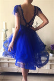 2024 Scoop A Line Open Back Robes Homecoming avec applique Tulle