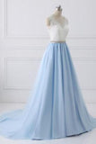 Élégantes ivoire et bleu ciel longue dentelle tulle princesse robes de bal