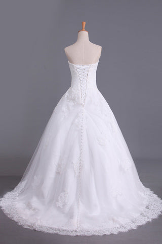 2024 Mariage Hot Robes Une ligne bretelles Tulle Avec Applique les trains tribunal