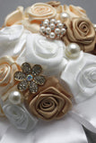 Satin Crystal Pearl Roses rondes Bouquets de mariage (26 * 20cm)