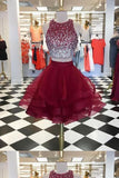 2024 Scoop Homecoming Dresses Deux pièces corsage perlé court Tulle