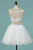 2024 Hot Selling Homecoming Robes Scoop A-Line perlée Bodice Tulle Short / Mini