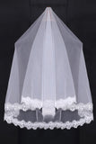 Deux-Tier Finger-Tip Voiles de mariée en dentelle