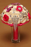 Forme Rond Roses Ruban avec strass Broche bouquet de mariage (27 * 20cm)