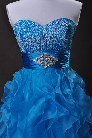 2024 Collection Bleu Une ligne sweetheart court / mini organza Cz