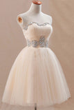 2024 Homecoming Robes A Line Sweetheart Tulle With Beading Short / Mini