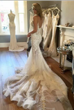 2024 Robes de mariée sirène Courroies de spaghetti avec appliques et perles Tulle