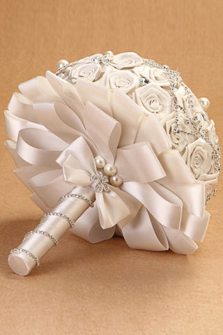 Fleurs blanches strass cristal Roses Bouquet de mariée mariage (30 * 26cm)