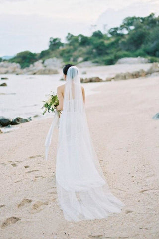 90 pouces de mariage en ivoire voile longueur de la chapelle coupe bord voile de mariée voile V16