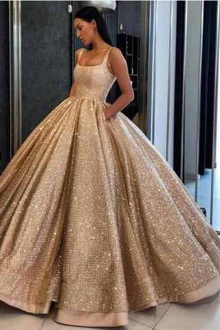 Robe de bal robe de bal avec poches perles paillettes parole longueur Quinceanera