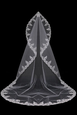 One-Tier cathédrale robes de mariée en Applique