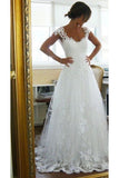 Braguilles en tulle 2024 avec appliques A Line Sweep Train Robes de mariée