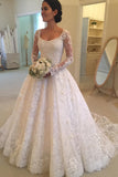 2024 manches longues Scoop Tulle avec appliques A Line Court Train Robes de mariée