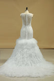 2024 Nouvelle Collection Mariage Avec Tulle Robe Scoop Mermaid perlage