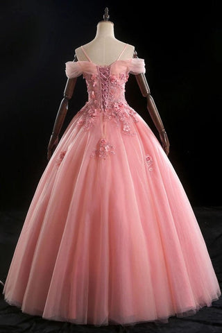 Robe de bal robe asymétrique de bal de fin d&#39;année avec fleurs, robe de Quinceanera longue au sol