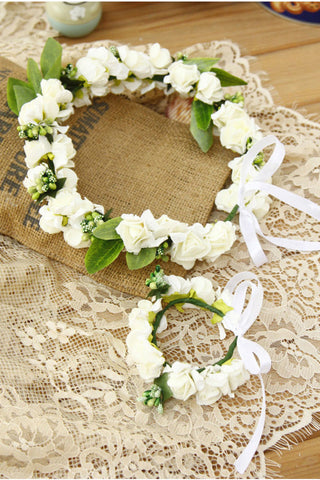 Femmes / Flower Girl&#39;S Plastic Diadème - Mariage / Occasion spéciale / Head Outdoor &amp; Hand Wreath / Fleurs 2 Pieces