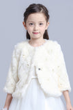 Manches 3/4 Flower Girl Plush Jacket avec perle