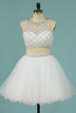 2024 Hot Selling Homecoming Robes Scoop A-Line perlée Bodice Tulle Short / Mini