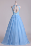 2024 Halter une ligne / Princesse Robes de bal avec de longues Tulle Jupe