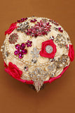 Forme Rond Roses Ruban avec strass Broche bouquet de mariage (27 * 20cm)