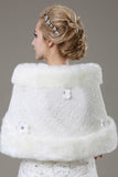 Faux Fur Wrap mariage Avec la main Fleurs MPJ140940